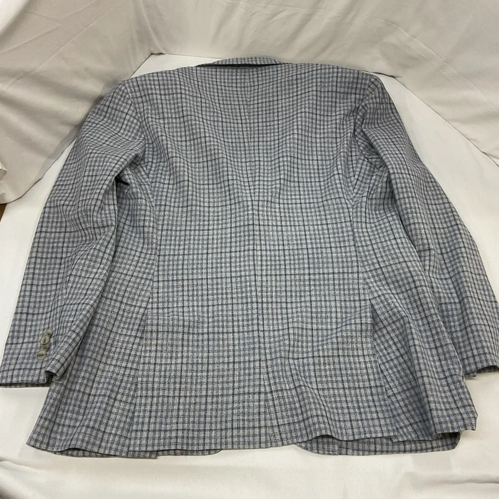 Joseph Abboud JOE Just One Earth Mens Blazer 46R-Extra Buttons Grey Plaid Blazer